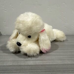 VTG Toys R Us Animal Alley Plush White French Poodle Puppy Pink Bow 11" 2000